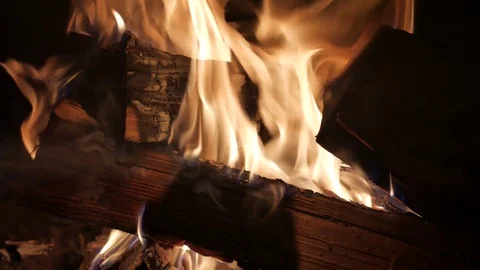 Burning Fire in the Fireplace. Stock Footage 82923824