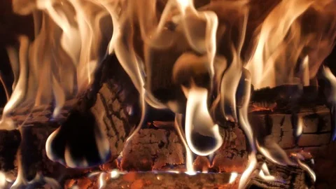 Burning Fire in the Fireplace. Stock Footage 82923920