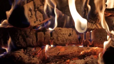 Burning Fire in the Fireplace. Stock Footage 82924024