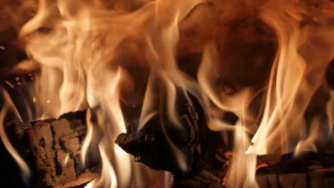 Burning Fire in the Fireplace. Stock Footage 82924276