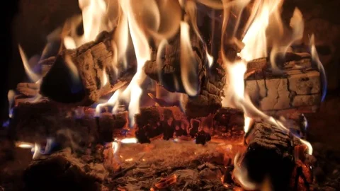 Burning Fire in the Fireplace. Stock Footage 82924546