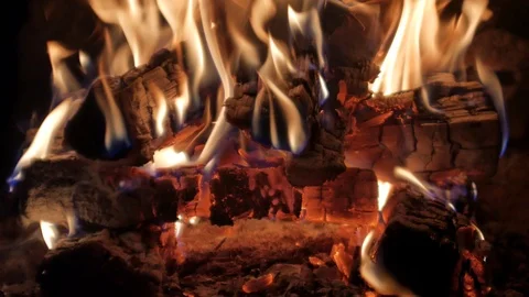 Burning Fire in the Fireplace. Stock Footage 82924691