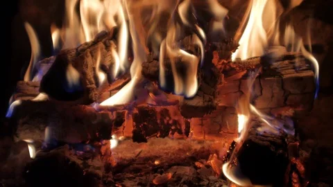 Burning Fire in the Fireplace. Video stock 82924763