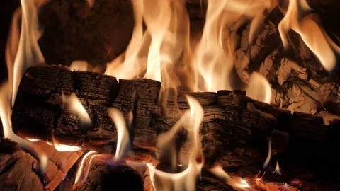 Burning Fire in the Fireplace. Stock Footage 82924897