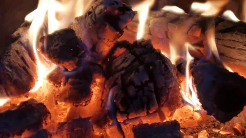 Burning Fire in the Fireplace. Stock Footage 82924964