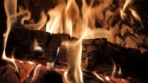 Burning Fire in the Fireplace. Stock Footage 82925011