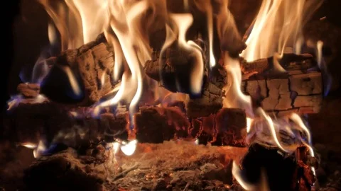 Burning Fire in the Fireplace. Stock Footage 82925068