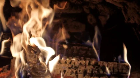 Burning Fire in the Fireplace. Stock Footage 82925153