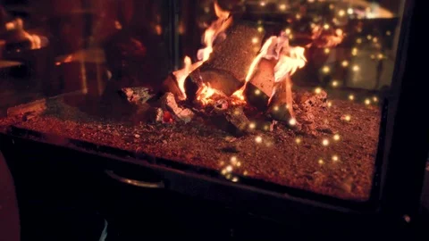 Burning fire in the fireplace Stock Footage 100708271
