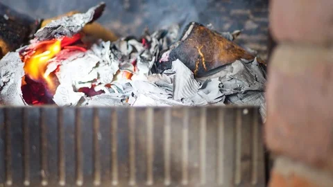 Burning Fire In The Fireplace Stock-Footage 125875599
