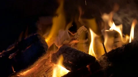 Burning fire in a fireplace. Stock Footage 136722480