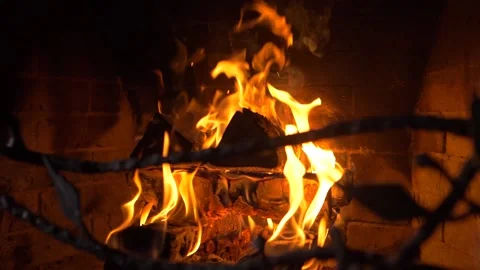 Burning fire in the fireplace Stock Footage 139113675