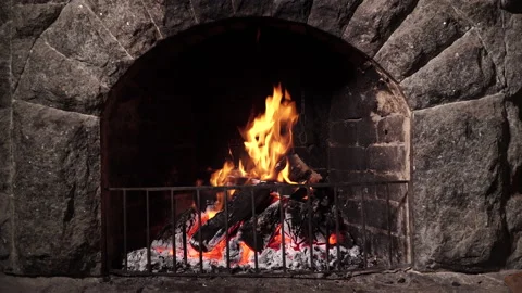 Burning Fire In The Fireplace Stock Footage 149594860