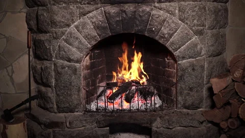 Burning Fire In The Fireplace Stock Footage 151668141