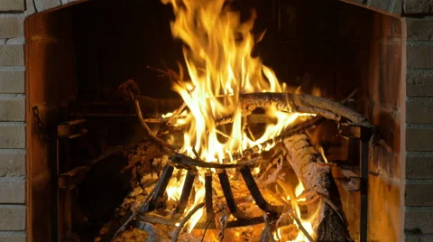 Burning fire, fireplace, light Stock Footage 59941315