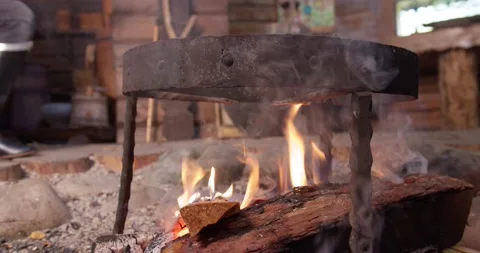 Burning Fire In The Fireplace. Slow motion. A looping clip of a fireplace with 스톡 동영상 132578664