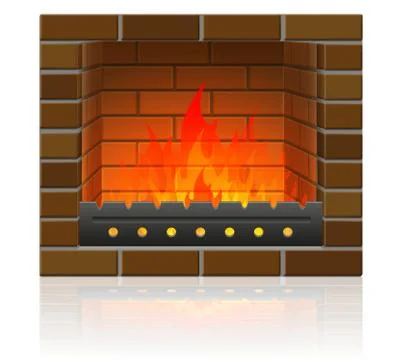 Burning fire in the fireplace vector illustration Stock Illustration