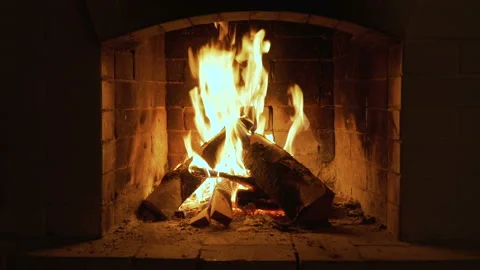 Burning Fire In The Fireplace. Wood And Embers In The Fireplace Detailed fire Stock Footage 89650433
