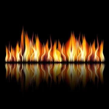 Burning fire flame on black background Stock Illustration