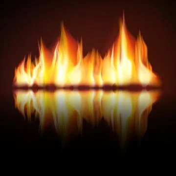Burning fire flame on black background Stock Illustration