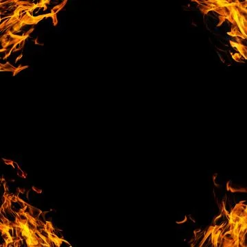 Burning fire flame on black background Stock Photos