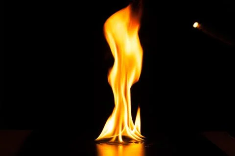 Burning fire flame on black background Stock Photos