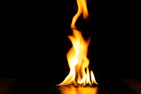 Burning fire flame on black background Stock Photos