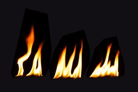 Burning fire flame on black background Stock Photos