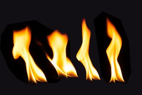 Burning fire flame on black background Stock Photos
