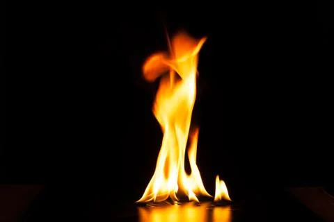 Burning fire flame on black background Stock Photos