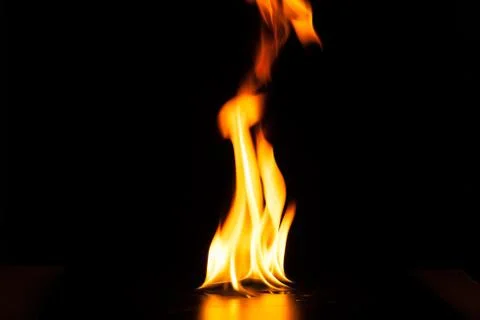 Burning fire flame on black background Stock Photos