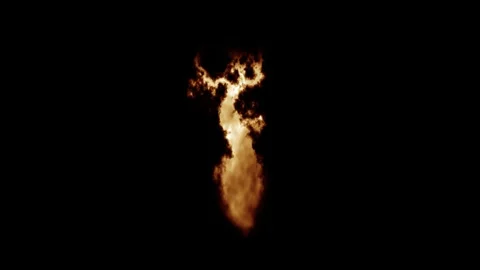 Burning fire flame effect with realistic burning particles and smoke overly Stock Footage 317367266