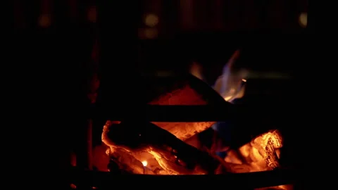 Burning Fire Flame in a Fireplace in the... | Stock Video | Pond5