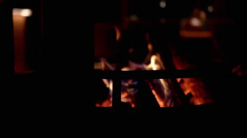 Burning Fire Flame in a Fireplace in the... | Stock Video | Pond5