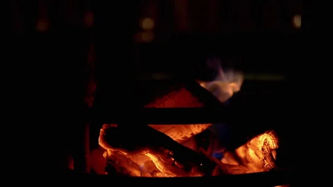 Burning Fire Flame in a Fireplace in the... | Stock Video | Pond5