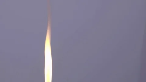 Burning fire flame flashes on neutral background, close-up Stockbeeldmateriaal 106120953