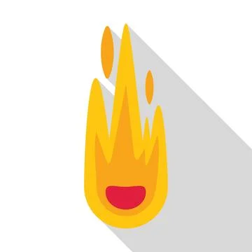 Burning fire flame with long shadow and red center Stock Illustration