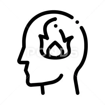 Burning Fire Flame In Man Silhouette Mind Vector Stock Illustration