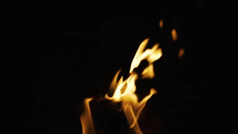 Burning Fire Flames Close Up on Black Background Stock Footage 346176441