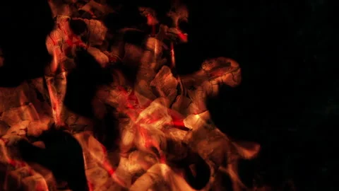 Burning fire flames drawing and featuring charcoal. Slow motion. Vidéo 159862072