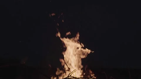 Burning fire flames, Night bonfire 스톡 동영상 143256758