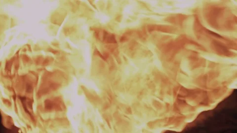 Burning Fire Flames at Night in slow motion - Fire eater Stock Footage 71069519