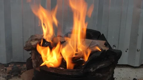 Burning Fire Stock Footage 52852219