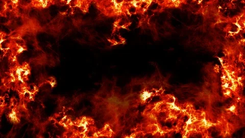 Burning fire frame on black abstract background motion graphics. Stock Footage 125621733