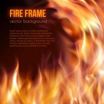 Burning fire frame. Vector Fiery Background Stock Illustration