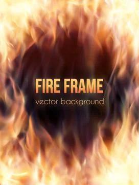 Burning fire frame. Vector Fiery Background Stock Illustration