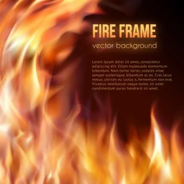 Burning fire frame. Vector Fiery Background イラスト素材