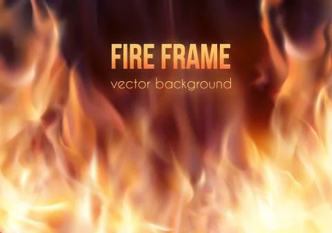 Burning fire frame. Vector Fiery Background Stock Illustration