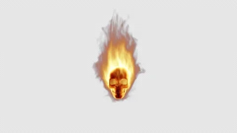 Burning fire ghost skull looping isolated on alpha background in 4K Stock Footage 237603231