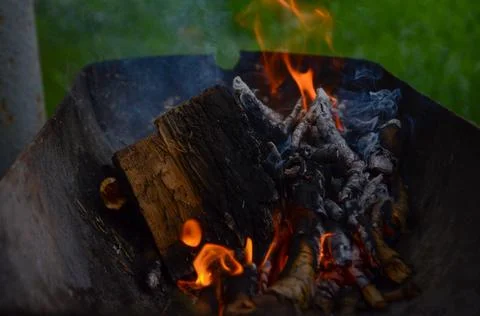Burning fire in the grill Stock Photos